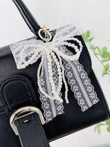 New Korean Style Ins Niche Pearl Lace Bow Pendant, High-End Elegant Bag Charm Suitable For Backpack Accessories, Handmade Materials And Jewelry Making, Perfect Christmas And Halloween Gift - 1 - View 6