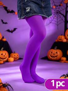 1pc Solid Color Fashion Kids Dance Tights, Girls Dance Practice Tights, Velvet Stockings, Suitable For All Seasons, Halloween, Multi-Color Options - Multicolor - View 34