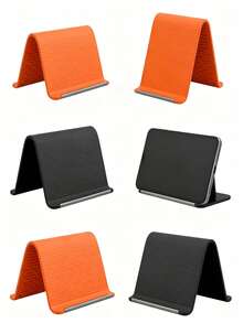 1pc Soft Silicone Phone Stand, Foldable Non-Slip Desktop Phone Holder, Adjustable Mobile Phone Stand, Compact Portable Phone Holder For Office Desk, Bedside Table, Travel, Orange & Black - Silicone Stand - View 7