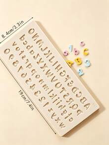 3D Letter & Number Silicone Molds, Fondant Birthday Cake Molds, Uppercase & Lowercase Cartoon Chocolate Clay Baking Tools, Candy Molds & Cake Decoration Tools, Birthday Party Decoration - Beige - View 11