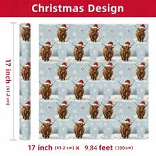 1 Roll Christmas Gift Wrapping Paper, Snowy Christmas Cow Pattern, Suitable For Christmas Gift Wrapping, Holiday Party Decoration, Home Holiday Decor, DIY Crafts, Holiday Gift Packaging, Size 43cm X 300cm - A - View 8