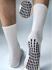 1/2/3/4/6 Pairs Unisex Professional Sports Anti-Slip Socks, Grid Textured Sole Shock Absorbing Mid-Calf Socks For Indoor Pilates Fitness Training - Black and White - View 22