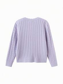 Balabala Girls Cute Soft Knit Sweater Pullover Jumper Casual Versatile Top For Tween Girl Winter Daily Wear - Pink Purple - View 5