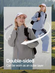 Jaket Fleece Wanita Beneunder dengan Kerah Tegak Bolak-balik (Suhu Sedang) PM031 - Leng Yuebai - Yuan Lumi - View 5