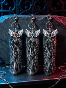 1pc Y2K Style Heart Cross Animal Tail Bag Charm, Suitable For Bag Decoration, Keychain Chain, Clothing Accessory - Multicolor - View 2