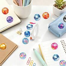 500pcs/Roll 1 Inch Disco Ball Stickers, Colorful Disco Ball Stickers For Stationery, Pencil, Backpack, Skateboard Decoration, Teacher Training, Graffiti Label Stickers, Cake Baking, Envelope, Gift Box Sealing Stickers, Used For Crafts, Scrapbook, Journal, Scrapbook, Envelope Decoration And Sealing Stickers - Multicolor - View 6