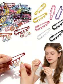 20pcs Random 6.5CM Multicolor Safety Brooch - DIY Jewelry Making Blank Base And Accessories, Brooch, DIY Supplies - Multicolor - View 2