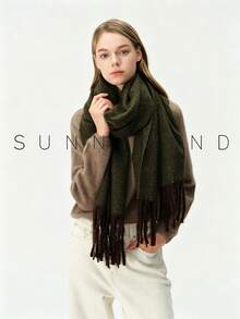 1pc Women's Solid Color Polyester Soft Skin-Friendly Warm Scarf For Daily Use - Army Green - View 7