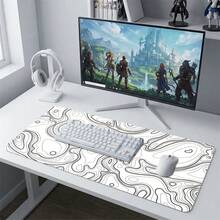 White Base Wavy Line Pattern XXL Extra Long Gaming Mouse Pad, Non-Slip Durable Rubber Base, Smooth Surface, Suitable For PC/Laptop/Office/Home Gaming, Abstract Art Desk Mat, Study Office Supplies, Back To School Desktop Accessories Set - A - View 11