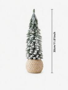 1pc Desktop Realistic Christmas Tree, Vintage Snowy Mini Pine Branch Tree With Burlap Base, Fireplace Mantel Holiday Decoration - Style 2 - View 13
