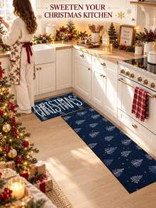 1/2pcs Christmas Floor Mat, Vintage Diatomaceous Earth Mat, Christmas Tree Design, Super Absorbent, Non-Slip, Perfect For Bathroom, Kitchen And Dining Room, Quick Drying, Ideal Gift For Home Decor And Bathroom Mat - Multicolor - View 2