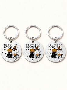 Cute Spooky Halloween Keychain, Hey Boo Ghost Pumpkin Double‑Sided Stainless Steel Bag Charm For Purse, Backpack, Christmas Gift For Spooky Lovers - Multicolor - View 8