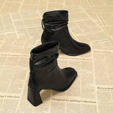 Women's Chunky Platform Ankle Boot High Block Heels Square Toe Lightweight Comfort Party Dress Booties Shoes For Women - Black - View 4