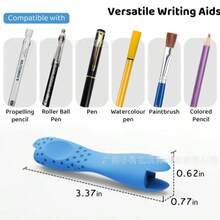 Alat Bantu Menulis Ergonomis dan Korektor Postur 2-in-1 - Desain Pegangan Kepala Ganda dengan Umpan Balik Taktil, Tersedia dalam 6 Warna Cerah (Merah Muda, Hijau, Biru, Ungu, Merah, Kuning) / Cocok untuk Pemula Dewasa, Meningkatkan Kontrol Pena dan Keterampilan Menulis/Menggambar, Kompatibel dengan Pena dan Alat Seni, Membantu Meningkatkan Tulisan, Pegangan Nyaman, Sentuhan Lembut, Desain Fleksibel, Alat Belajar yang Hebat - MultiWarna - View 6