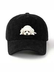 1pc Corduroy Baseball Cap With Cute Dog Patch, Vintage Y2K Adjustable Dad Hat, Personalized Pet Lover Style, Suitable For Daily Commute, Travel, Dog Walking - Multicolor - View 7