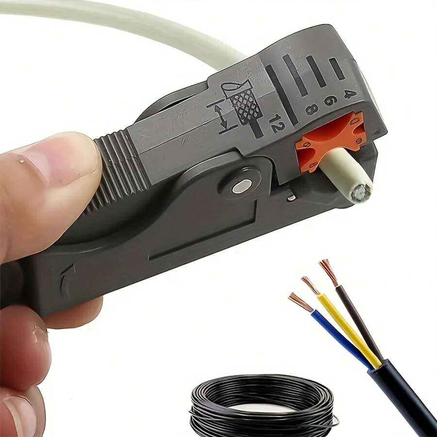 1/11pcs-Coaxial Cable Stripper Automatic Wire Stripper Rotary Stripping Knife Network Cable Pliers High Impact Resistant Material Multi-Function Cable Stripping Tool Network Wiring Dedicated, Weak Current Engineering Professional Tool. Manual Tool. Rotary One Turn Three Layers Full Stripping, No Damage To Wire Core Super Labor-Saving, High Impact Resistant Material Can Be Used Freely On Construction Site~Rotary Operation, Labor-Saving And Efficient, No Damage To Wire Core, No Signal Loss. Convenient And Practical, Sturdy And Durable, Beautiful And Practical.
