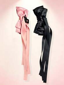 2pcs Satin Long Ribbon Bow Hair Clips, Elegant Bow Hair Clips, Suitable For Women's Daily And Party Hairstyles - Multicolor - View 5