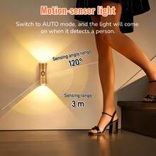 GDLUOAO 1/2/4 Pcs Dimmable Magnetic LED Night Light, Infrared Motion Sensor & USB Rechargeable Wall Light, Smart LED Motion Sensor Wall Lamp, 3 Colors Dimmable, Wireless LED Wall Light For Steps, Bedrooms, Corridors, Kitchens, Cabinets, Courtyards - Multicolor - View 4