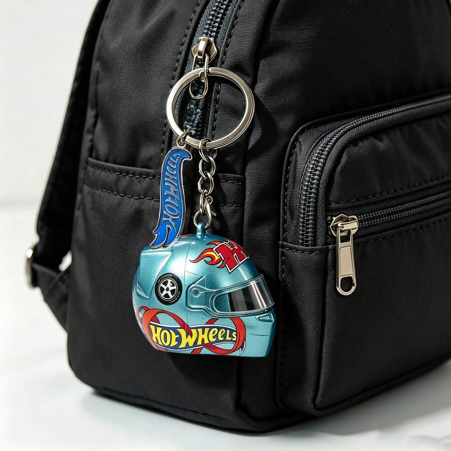 Mattel Hot Wheels(Random Shipment) - Speed Series Helmet Pendant Blind Box 1:48 Total 7 Styles Car Keychain Motorcycle Keychain Metal Keychain Boys Toy F1 Formula One Racing Backpack Charm Motorcycle Enthusiast - Multicolor - View 1