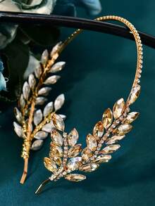 1pc Sparkling Champagne Colored Rhinestone Bridal Headband Women's Headpiece Suitable For Wedding Party - Champagne - View 3