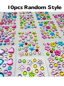 Macaron Colorful Pearl Heart Face Sticker Set With Tweezers, Mixed Color 3D Rhinestone Stickers, Self-Adhesive Eye And Face Makeup Decoration, Suitable For Girls Creative Photography Eye Makeup, Halloween Costume - Multicolor - View 11