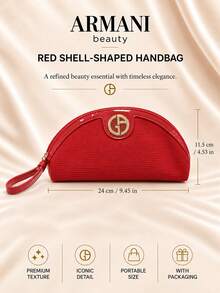 Giorgio Armani Armani Red Shell Bag, 24*11.5cm, Single Piece, Exquisite Texture, Large Capacity, Suitable For Daily Use And Travel Storage Of Cosmetics - Red - View 11