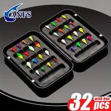 ANFS 32pcs Ice Fishing Jig Baits Kit - Jigs With Artificial Hard Lures, Sinking Bait Hooks, And Accessories For Crappie, Pike, Panfish, Walleye, And Perch Fishing - Multicolor - View 1