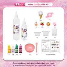 Kit Membuat Slime Permen Pelangi DIY untuk Anak, Paket Material Kerajinan Tangan Tanah Liat Slime Permen Pelangi Buatan Sendiri Bentuk Es Krim Beri dengan Cangkir Ukur, Sendok, Kantong Semprot dan Alat Pembuat DIY, Elastis, Pereda Stres, untuk Pesta/Hadiah, Dekompresi - MultiWarna - View 9