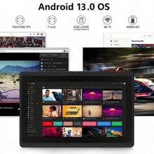 4GB RAM + 64GB ROM / 7-Inch Tablet / Quad-Core 1.3GHz / Android 13 MTK8321 / 1280x800 HD IPS Display / 2MP+5MP Camera / 4000mAh Battery / WiFi, Parental Control, Education, Gaming / ABS Plastic + Silicone, Education Tablet - Black - View 7