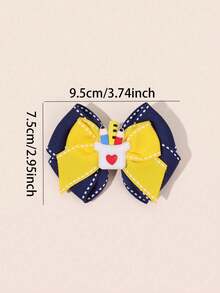 2pcs Back To School Bow Hair Clips,Soft Rubber Stationery Decor,Kids Cute Playful Hair Accessories For First Day Of School/Daily Classroom Fun - Multicolor - View 4