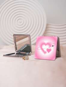 1PC Millennium Y2K Series Portable Vanity Mirror, Foldable Lightweight Ultra-Thin Convenient Hand Mirror, PU Leather, Suitable For Multiple Scenarios And All People, Square Mirror, Pocket Mirror, Cartoon Heart Bow Star Butterfly Pattern Design, Exquisite And Delicate, Easy To Carry, Handheld Makeup Mirror, 180° Flip Cover, Multi-Functional Mini Mirror, Compact Mirror, Mirrors For Daily, Holiday, Birthday, Valentine's Day - Multicolor - View 2