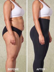 1pc Plus Size Women's Shaping Pants, Abdominal Compression, Cinched Waist, Butt Lift Sculpting - Black - View 1