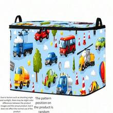 Printed Fabric Storage Bin With Lid And Handle, Foldable Baby Room Organizer Box, Zipper Design, Baby Room Daily Supplies And Books Storage Container - Multicolor - View 15