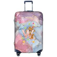 Marble Gradient Background Cute Teddy Bear Letter Luggage Suitcase Cover, Elastic Stretch Luggage Protector Sleeve, Scratch-Resistant Dust-Proof Reusable Travel Accessory - Multicolor - View 89