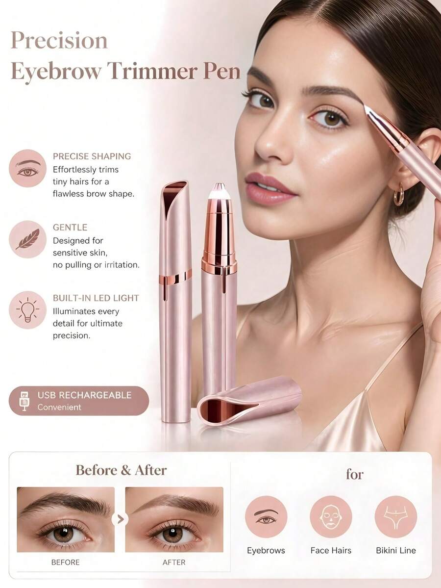 AXH. Women's Electric Eyebrow Trimmer, Eyebrow Shaping Pen, Facial Hair Remover, Automatic Eyebrow Razor, Pocket Knife