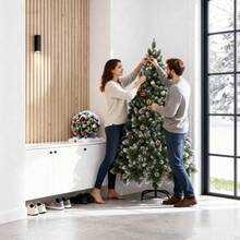Christmas Tree  Artificial Xmas Tree With Snow Premium PVC Bushy Realistic Fir Quick Installation Natural With Metal Stand For Christmas New Year Decorations - Green With Snow - View 10