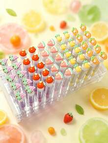1/3/5/7pcs Assorted Fruit Shaped Eyelash Brush Eyebrow Brush Mascara Brush With Tube Individually Packaged, Travel Makeup Tool - Multicolor - View 8