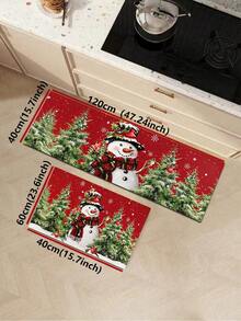 1/2pcs Christmas Kitchen Decor Rugs, Winter Kitchen Mats And Pads, Non-Slip Washable Absorbent Kitchen Accessories Decorative Floor Mat, Christmas Holiday Gift! - Multicolor - View 15
