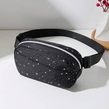 1pc Women's Star Print One-Piece Waist Bag/Chest Bag, Adjustable Shoulder Strap, Perfect For Shopping And Travel - Black - View 7