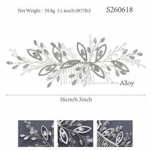 1件女款優雅水鑽髮箍 手工奢華宴會盤髮髮梳，適合新娘婚禮頭飾 公主生日禮物 - 銀色 - 查看 7