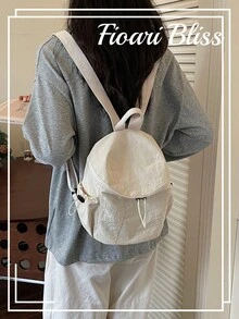Nylon Fabric Backpack New Fashion Korean Style Double Shoulder Bag Large Capacity School Bag For Students - White - View 1