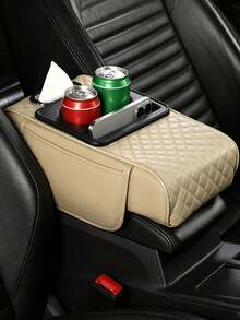 1pc/4pcs Car Armrest Storage Box With Cup Holder, PU Leather Center Console Armrest Pad, Multi-Functional Car Storage Box With Tissue Box And Phone Slot, Universal Car Armrest Pad, Suitable For Most Car Models, Can Store Drinks And Small Items - Multicolor - View 17