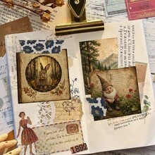 24 Sheets Vintage Junk Journal Ephemera Scrapbook Paper 6*6 Inch Old Book Page Gnome Dark Fairy Tale Decorative Craft Paper No Repeat Pattern For Card Making, Album Collage DIY - Square - View 4