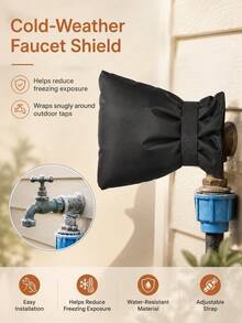1/2pcs Black Outdoor Faucet Winter Pipe Protection Cover (Waterproof & Anti-Freeze), Reusable, Suitable For Outdoor Patio, Home Faucet Protection, Garden And Outdoor Gardening Accessories & Tools - A - View 2