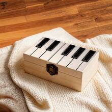 Single Premium Wooden Storage Box, Piano Key Design, Perfect As A Gift, Used For Small Jewelry Organization, Music Room Decor Souvenir Storage, Desk Organization, Home Decor, Modern Style - Multicolor - View 6