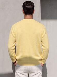 Autumn Winter Solid Color Casual Commute Home Outdoor Lazy Neutral Soft Short Cardigan Long Sleeve Knit Sweater Top - Yellow - View 5