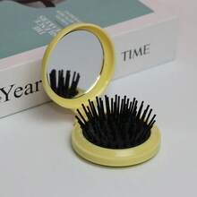 Foldable Air Cushion Mini Comb With Makeup Mirror, DIY Cute Girl Air Cushion Head Massage Comb Mirror Integrated, Foldable Mirror Comb Integrated, Travel - 2-in-1 Mirror Comb - View 1