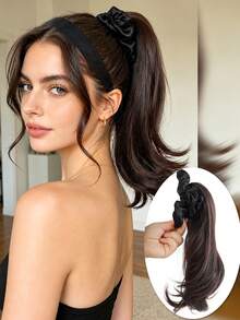 12 Inch Curly Ponytail Heat-Resistant Synthetic Fiber Cloud-Shaped Claw Clip Ponytail Wig Smooth Wavy Ponytail For Women Daily Wear & Special Occasions - Multicolor - View 11