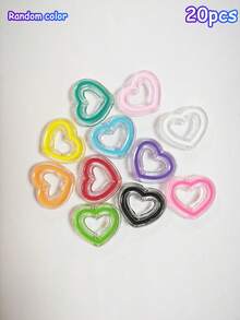 20pcs 24mm Transparent Colorful Acrylic Oil Drop Beads Hollow Heart Beads DIY Beading Loose Beads Phone Chain Accessories - Hollow Heart Beads - View 6