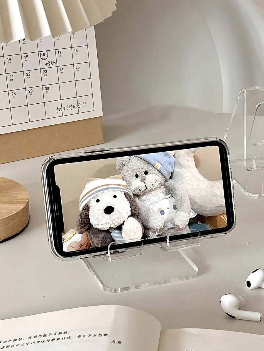 1/2pcs High-End Desktop Phone Stand, Lazy Support Stand, Counter Commonly Used Transparent Display Stand, Acrylic Phone Stand - A - View 1